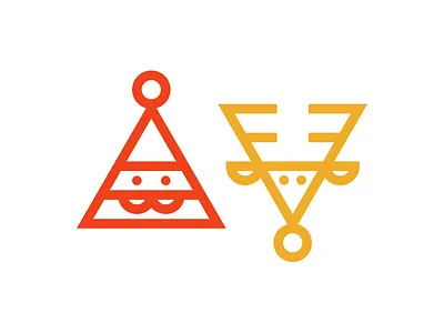Santa And Reindeer christmas holiday illustration line logo pair reindeer repetition santa shape thick lines triangle