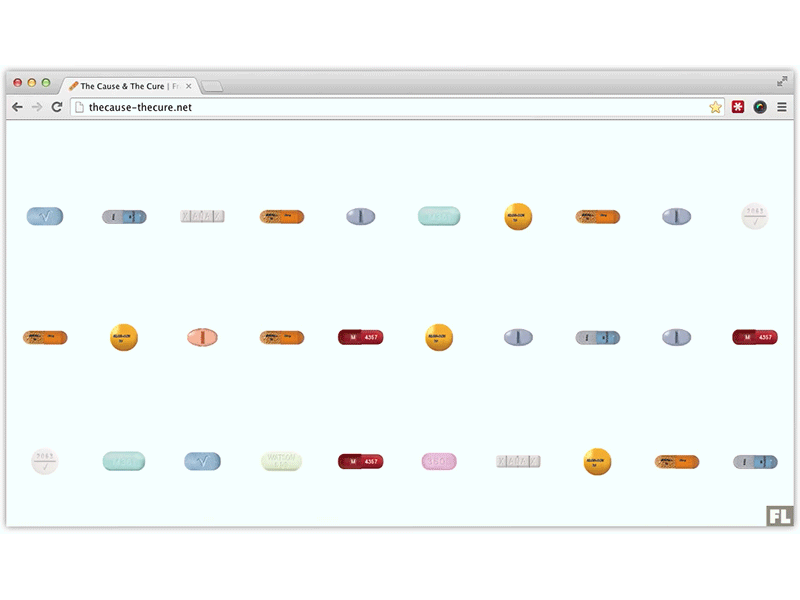 The Cause & The Cure art css design gif html icon javascript js netart pills site web