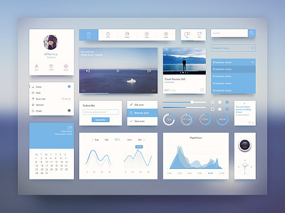 Blue UI Kit app blue camere graph icon kit mobile search ui website