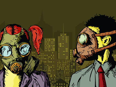 Gas Masks (Fresh to death) gas mask hand drawn illustration process red hair