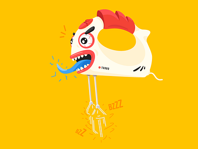 Crazy mixer character crazy design flat illustration mixer simple