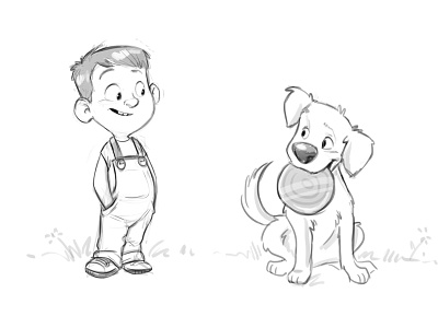 New Friend boy character dog friends play sketch