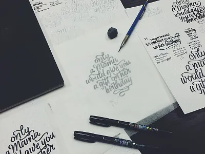 Mama's Sauce Birthday Lettering - Process birthday hashtaglettering lettering letterpress mamassause process