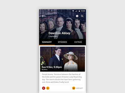 STV Player Android concept android app black material design orange ui