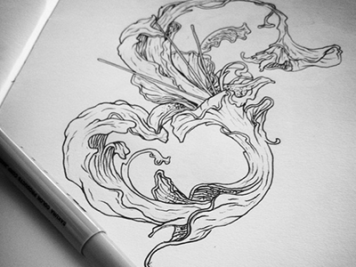 S illustration sketch typography