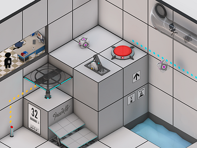 Aperture Laboratories aperture labs isometric low poly portal 2 propulsion gel valve video game