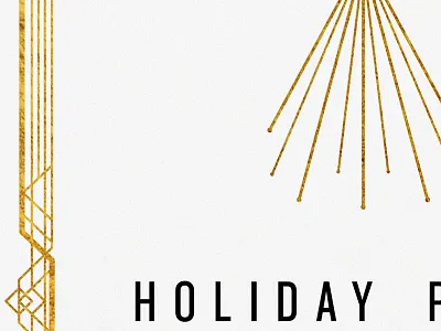 Holiday Poster White art deco gold holiday poster typography white