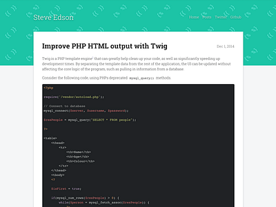 Steve Edson - Blog Post blog code highlight highlighting jekyll syntax twig