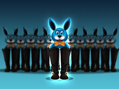Bunny blue boots bunny happy holder vector