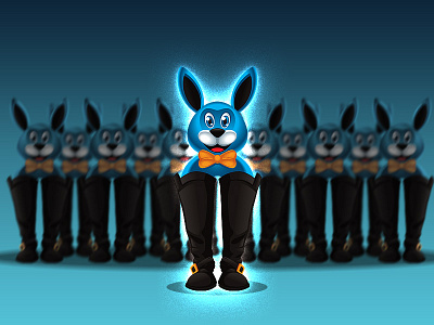 Bunny blue boots bunny happy holder vector