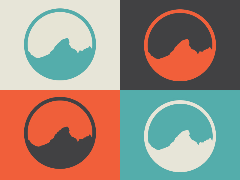 Personal Logo blue. circle illustrator logo mountain orange