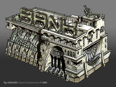 Zombank Inc. architecture concept game game art illustration