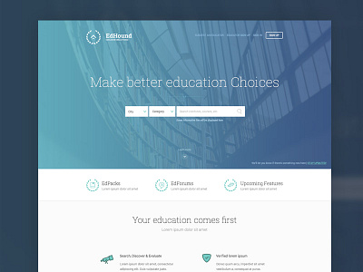 EdHound Website 17seven blue clean edhound green homepage design ui design user interface design