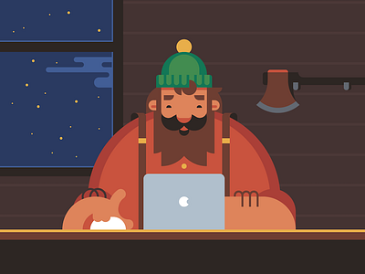 Lumberjack axe beard cabin character computer holiday logger lumberjack macbook macintosh paul bunyan workplace