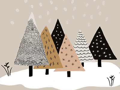 December 3rd: Festive Winter Trees color desktop wallpaper digital holidays illustration pattern trees