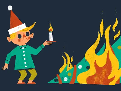 Yule Log animation burning down the tree illustration ooops yule log