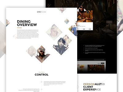 Seven Live angle design diamond elegant seagulls food landing restaurant single page web