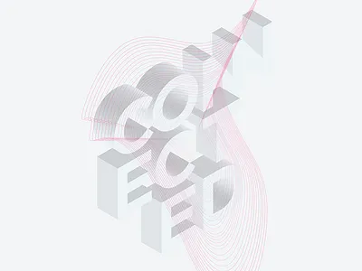 Connected connected isometric letter light shadow text type