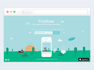 Frizzbee app design illustration ios launch mascot school ui university web website