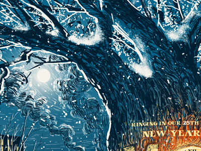 Gigposter limited edition moonlight new years new york screenprint tree