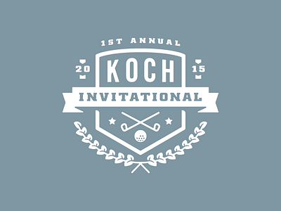 KOCH Invitational Logo annual ball banner clubs crest golf shield stars wreath