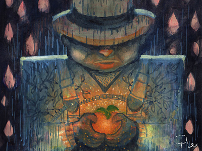 The Man From Chicago gouache illustration painting watercolor