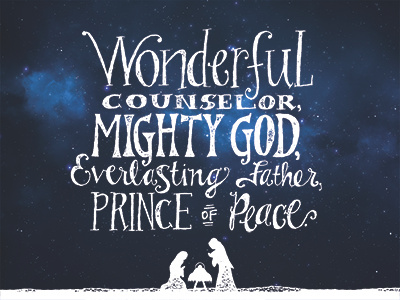 Christmas typography baby jesus christmas everlasting father handmade type isaiah 9:6 mighty god nativity prince of peace typography wonderful counselor