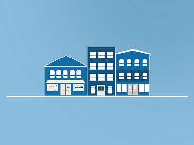 Buildings apartment bar blue buildings house lines simple store structure town vector