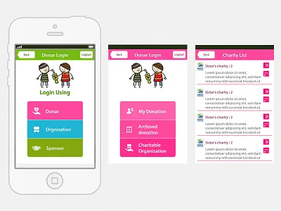 iPhone App UI app. ui green iphone pink ux