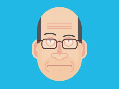 Dad bald dad glasses illustration raised eyebrow shapes simple unimpressed vector