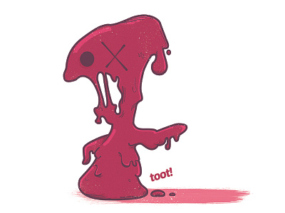 Toot character farting goop half tone illustration monster slime toot vector