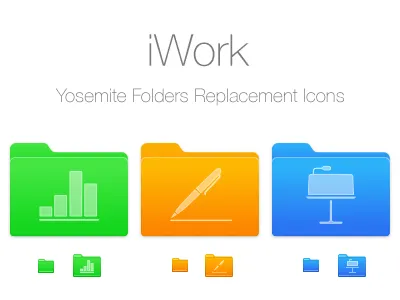 Pages Numbers and Keynote Folders Replacement Icons folder icon keynote mac numbers pages replacement yosemite