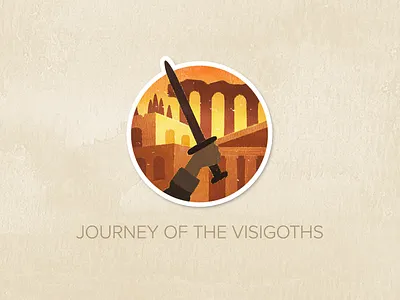 Day Fifty-Eight: Journey of the Visigoths badge icon illustration painted pin textured watercolour