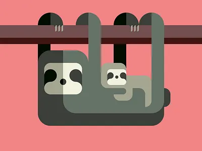 sloth animal flat geometry illustration kawaii patchworkapp sloth