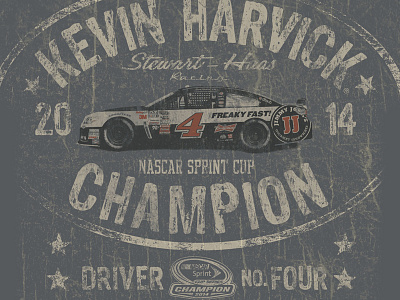 Harvick Garage Sign Tee auto car champ distressed grunge illustrator retro tee vector vintage