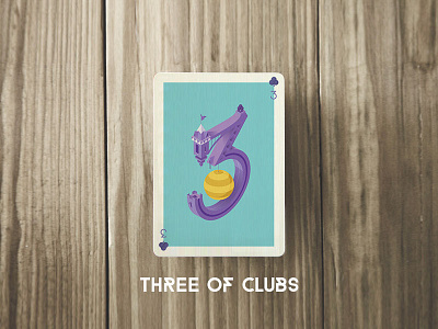 Three Of Clubs 3d card game clubs design graphic illustration isometric monument valley playing card style three vector