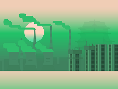 China-scape china flat illustration palace pollution simple smog smoke stacks nuclear reactor vector