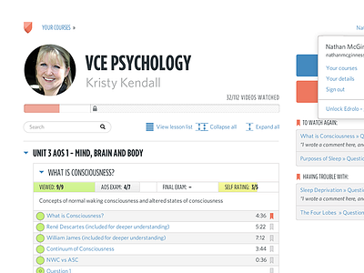 Study Planner bookmarks edrolo education interface progress