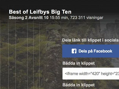 Player Overlay clip embed facebook player share social tv video