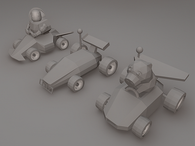 Racers 3d c4d illustration low poly model wip