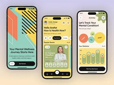 Mental Health App Ui Design ai ai health app application doctor app fitness app health health care ios app design medical app mental care minimal design mobile app mobile app screen product design sleep tracker ui user experience ux