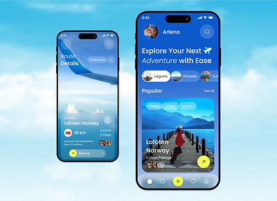 Ai Travel Mobile App adventure ai app app design app interface booking app flight flight booking ios mobile app modern app travel app travel services trickets trip planner ui ux vacation