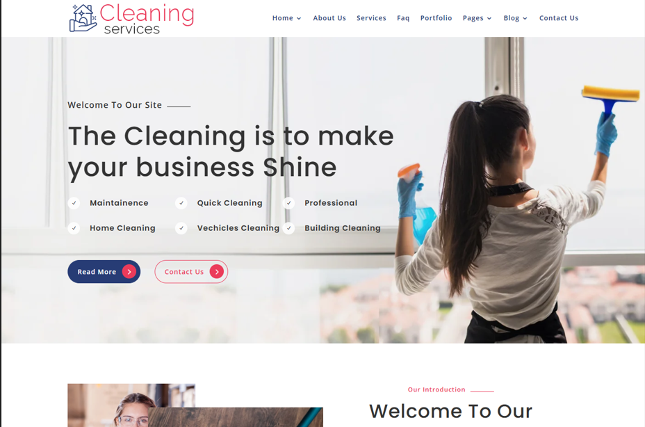 Example of Cleaning Service Word Press Website 