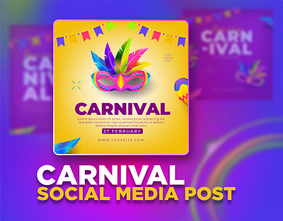 Happy Carnival Social Media Posts Collection Pack branding carnival collection creative design festival graphic design illustration joy marketing post posts social media social posts