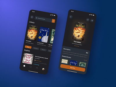 Book Store Mobile App 1 uiux app book booking app books app branding dark mode design graphic design ios library logo mobile app readding app ui ux