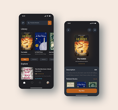 Book Store Mobile App 1 uiux app book booking app books app branding dark mode design graphic design ios library logo mobile app readding app ui ux