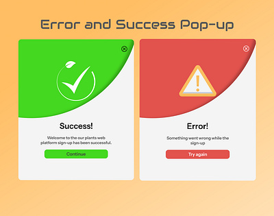 Error and Success Popup UI Design creative popup ui ui ux design unique