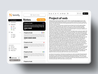 Note Web application Design branding minimalist design notes app design ui uxdesign web application web design