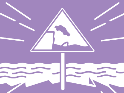 Cliffs and sharks car cliff danger illustration minimal road shark sharks