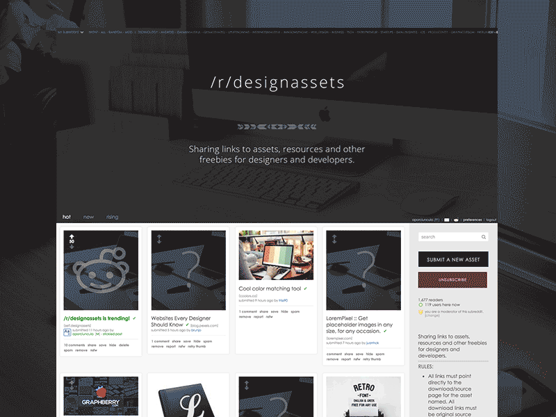 CSS Design and Dev for /r/designassets/ css reddit social